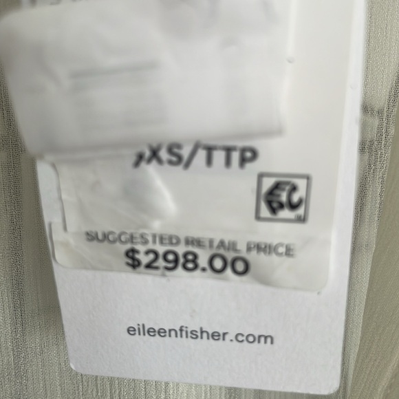 NWT EILEEN FISHER CRINKLED SHEER CREAM SILK MIDI JACKET - Picture 7 of 9